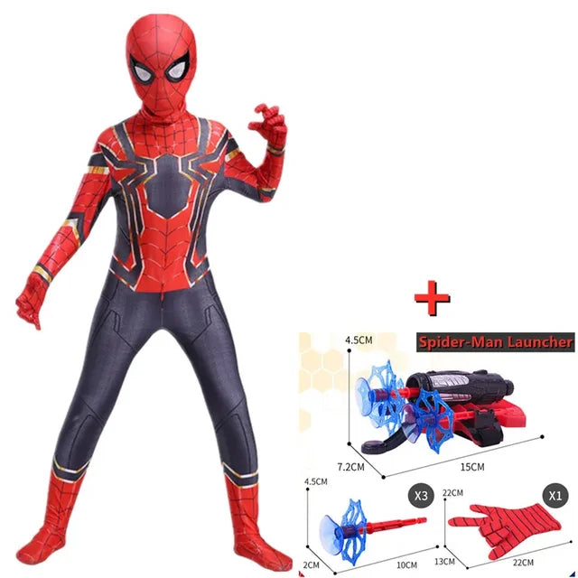 Fantasia Infantil Homem Aranha + Brinquedo Lança Teias