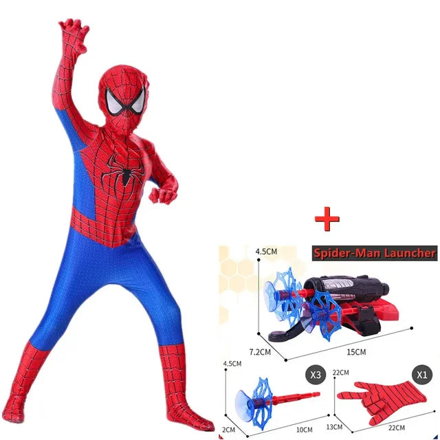 Fantasia Infantil Homem Aranha + Brinquedo Lança Teias