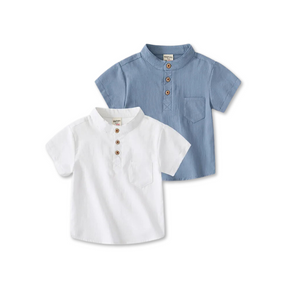 Camisa de Linho Infantil Gola Padre