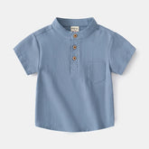 Camisa de Linho Infantil Gola Padre