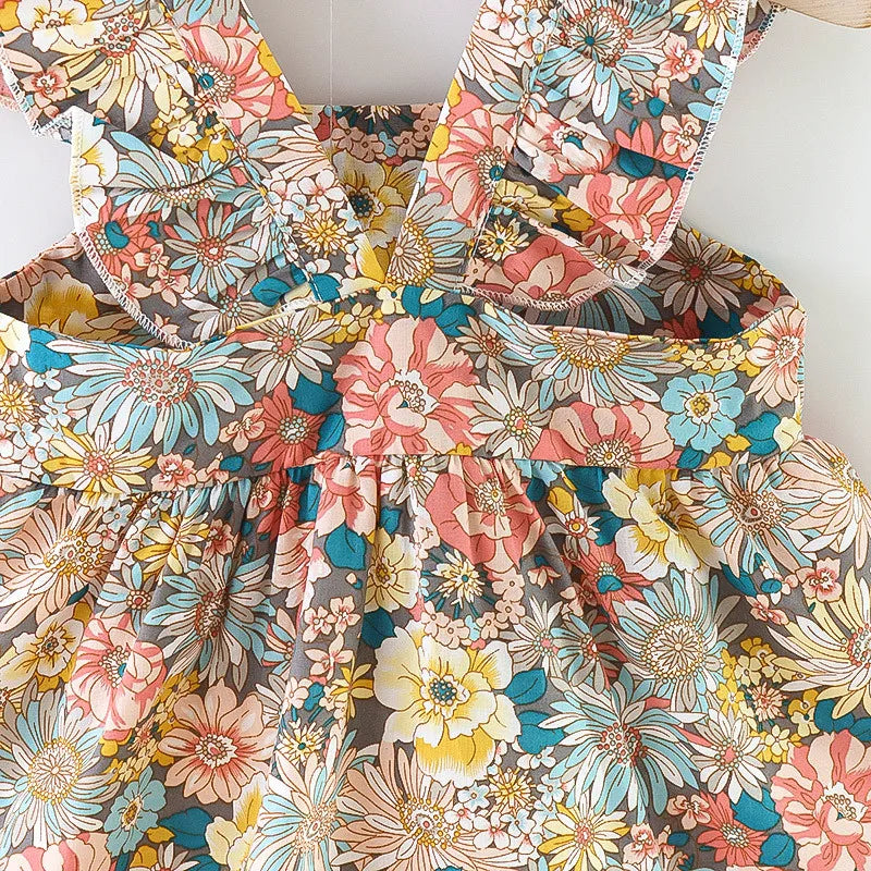 Vestido Infantil Vintage Floral