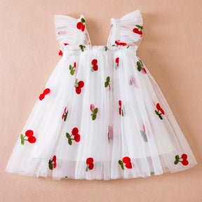 Vestido Infantil Tule Cerejinha