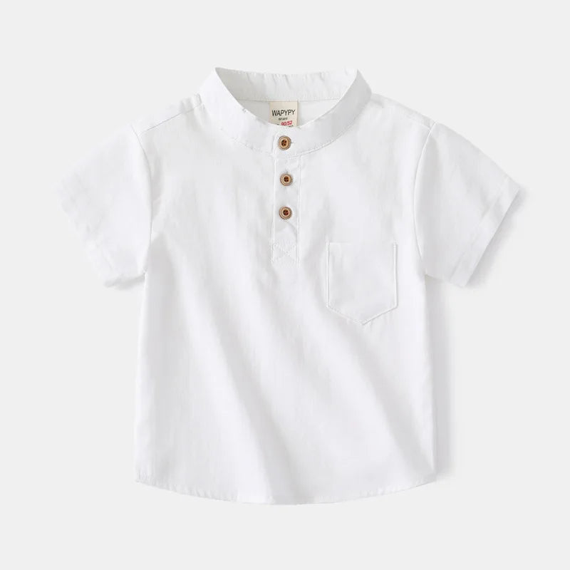 Camisa de Linho Infantil Gola Padre